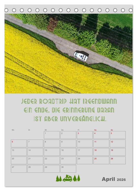 Produktbild: Roadtrips - Urlaub auf R&auml;dern (Tischkalender 2026 DIN A5 hoch), CALVENDO Monatskalender
