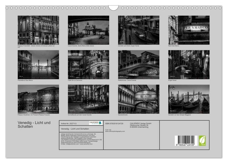 Produktbild: Venedig - Licht und Schatten (Wandkalender 2026 DIN A3 quer), CALVENDO Monatskalender