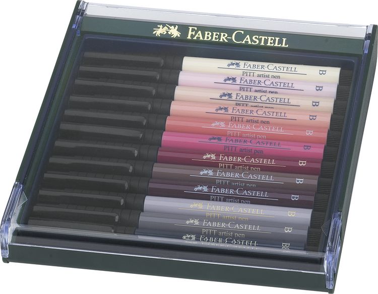 Produktbild: Faber-Castell Tuschestifte Pitt Artist Pens, 12er Set, Hautt&ouml;ne