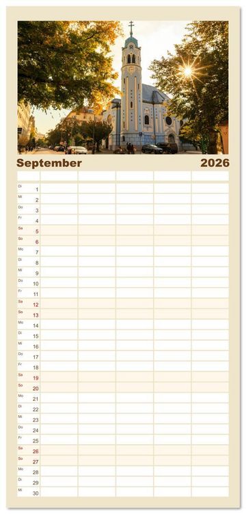 Produktbild: Familienplaner 2026 - Zauberhaftes Bratislava - Entz&uuml;ckende Hauptstadt der Slowakai an der Donau mit 5 Spalten (Wandkalender, 21 x 45 cm) CALVENDO