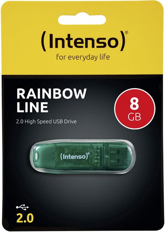 Produktbild: Intenso Rainbow Line USB-Stick 8 GB Gr&uuml;n 3502460 USB-A (USB 2.0)