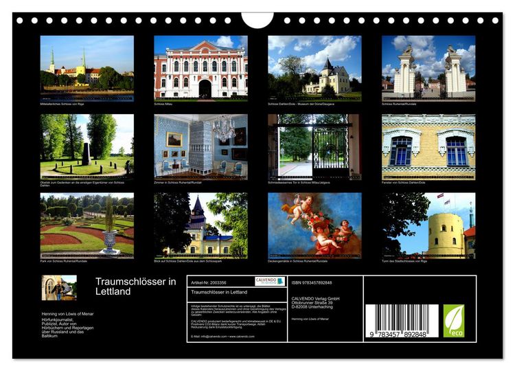 Produktbild: Traumschl&ouml;sser in Lettland (Wandkalender 2026 DIN A4 quer), CALVENDO Monatskalender