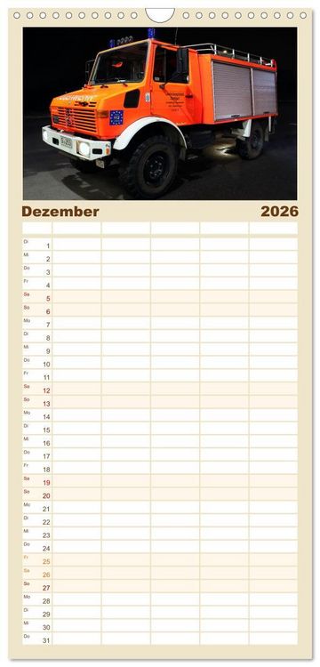 Produktbild: Familienplaner 2026 - Unimog bei der Feuerwehr mit 5 Spalten (Wandkalender, 21 x 45 cm) CALVENDO