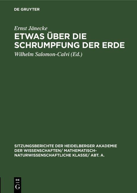 Produktbild: Etwas &uuml;ber die Schrumpfung der Erde