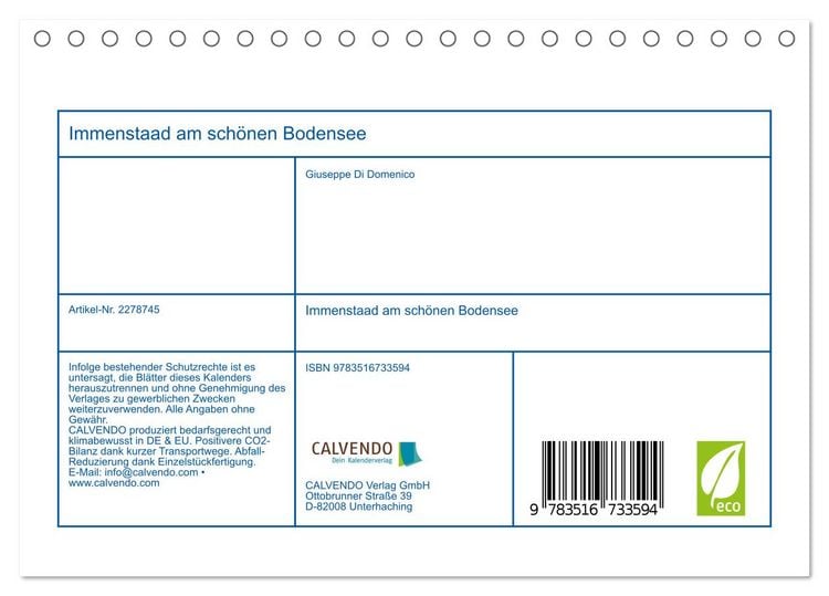 Produktbild: Immenstaad am sch&ouml;nen Bodensee (Tischkalender 2026 DIN A5 quer), CALVENDO Monatskalender