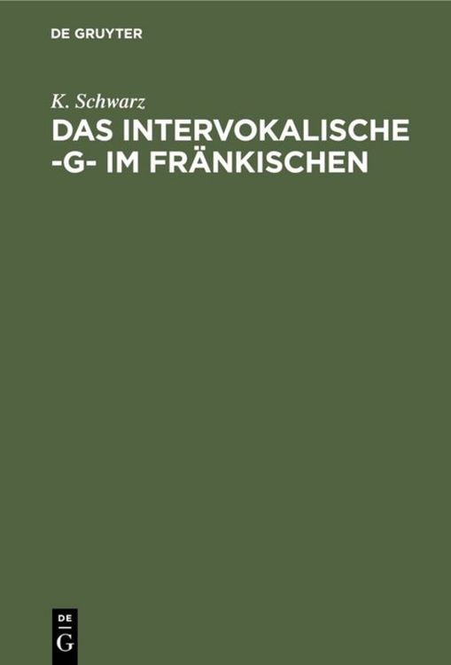 Produktbild: Das intervokalische -g- im Fr&auml;nkischen