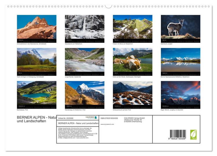 Produktbild: BERNER ALPEN - Natur und Landschaften (hochwertiger Premium Wandkalender 2026 DIN A2 quer), Kunstdruck in Hochglanz