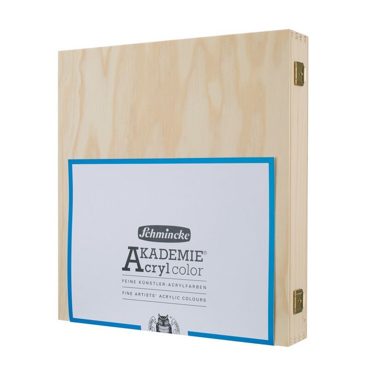 Produktbild: Schmincke Akademie Acryl color, Holzkasten, 12 x 60 ml Tuben + daVinci Pinsel