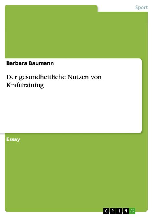 Produktbild: Der gesundheitliche Nutzen von Krafttraining