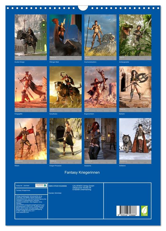 Produktbild: Fantasy Kriegerinnen (Wandkalender 2026 DIN A3 hoch), CALVENDO Monatskalender