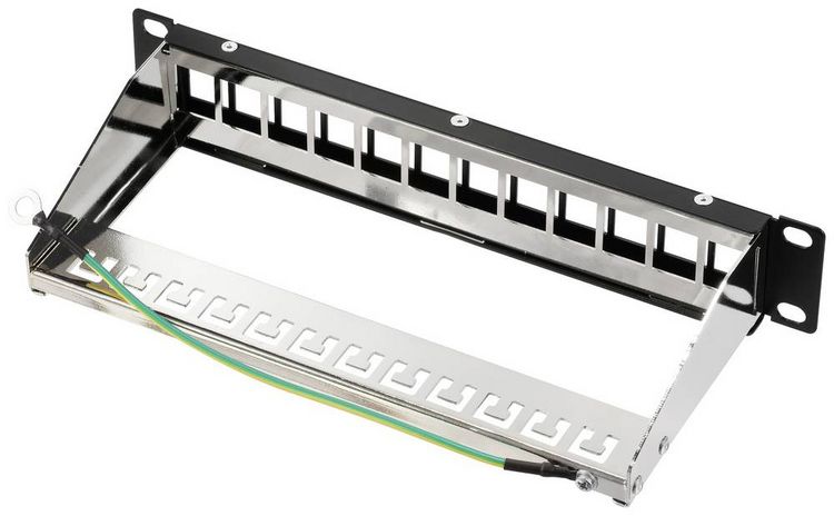 Produktbild: Renkforce RF-4996626 12 Port Patch-Panel 254mm (10\") Unbest&uuml;ckt 1 HE Schwarz Unbest&uuml;ckt