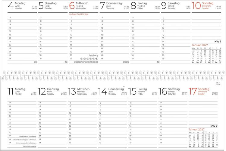 Produktbild: Tischquerkalender 1W/1S Blauer Engel 2027