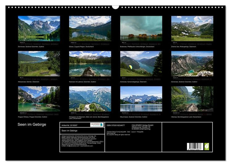 Produktbild: Seen im Gebirge (Wandkalender 2026 DIN A2 quer), CALVENDO Monatskalender