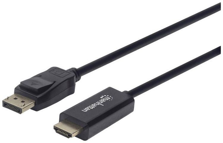 Produktbild: Manhattan DisplayPort / HDMI Adapterkabel DisplayPort Stecker, HDMI-A Stecker 1.00 m Schwarz 153195 DisplayPort-Kabel