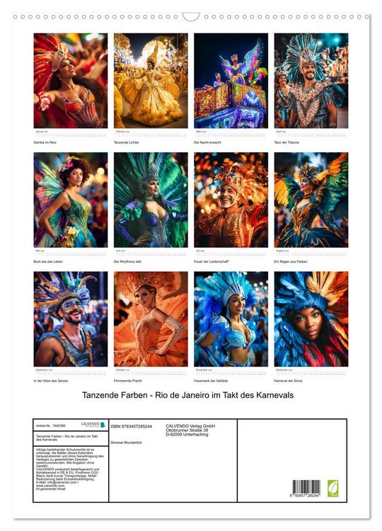 Produktbild: Tanzende Farben - Rio de Janeiro im Takt des Karnevals (Wandkalender 2026 DIN A2 hoch), CALVENDO Monatskalender