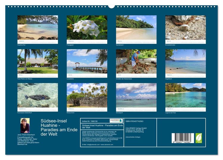 Produktbild: S&uuml;dsee-Insel Huahine - Paradies am Ende der Welt (hochwertiger Premium Wandkalender 2026 DIN A2 quer), Kunstdruck in Hochglanz