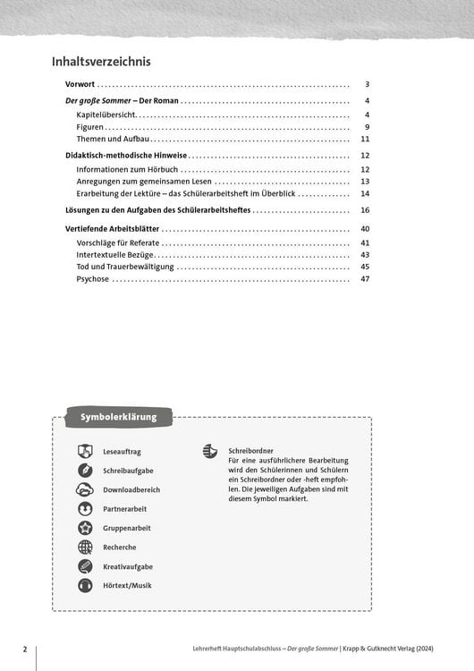 Produktbild: Der gro&szlig;e Sommer &ndash; Ewald Arenz &ndash; Lehrerheft &ndash; Hauptschule