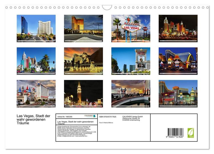 Produktbild: Las Vegas, Stadt der wahr gewordenen Tr&auml;ume (Wandkalender 2026 DIN A3 quer), CALVENDO Monatskalender