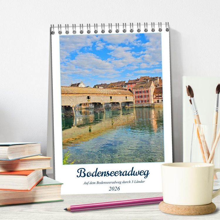 Produktbild: Bodenseeradweg - Auf dem Bodensee durch 3 L&auml;nder (Tischkalender 2026 DIN A5 hoch), CALVENDO Monatskalender