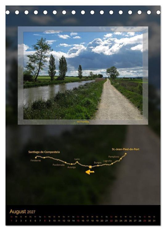 Produktbild: Jakobsweg - Camino Franc&eacute;s (Tischkalender 2027 DIN A5 hoch), CALVENDO Monatskalender