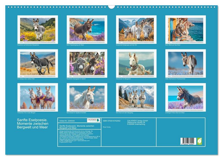Produktbild: Sanfte Eselpoesie. Momente zwischen Bergwelt und Meer (Wandkalender 2027 DIN A2 quer), CALVENDO Monatskalender
