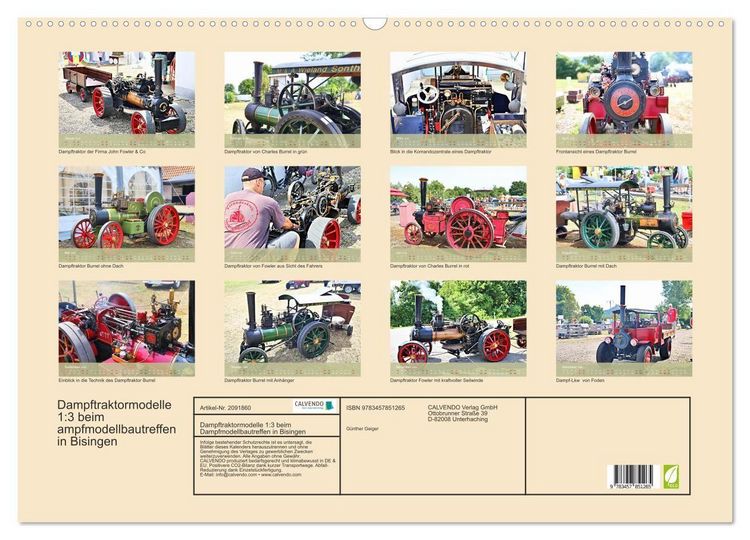 Produktbild: Dampftraktormodelle 1:3 beim Dampfmodellbautreffen in Bisingen (Wandkalender 2026 DIN A2 quer), CALVENDO Monatskalender