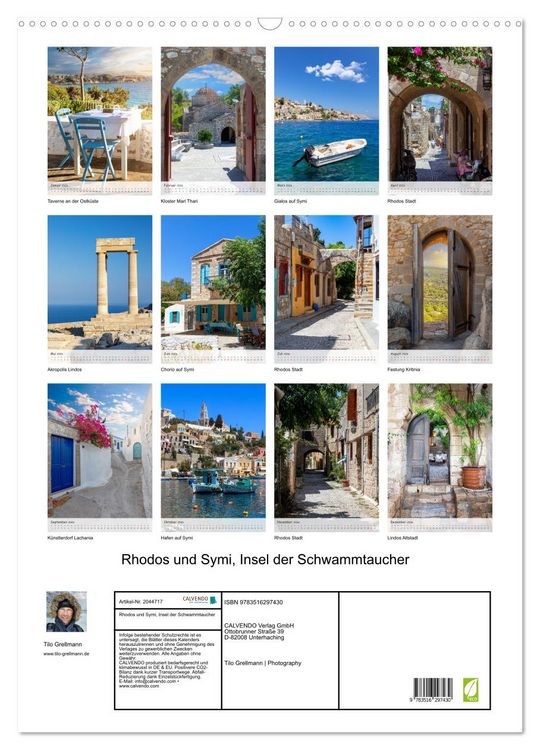 Produktbild: Rhodos und Symi, Insel der Schwammtaucher (Wandkalender 2026 DIN A2 hoch), CALVENDO Monatskalender
