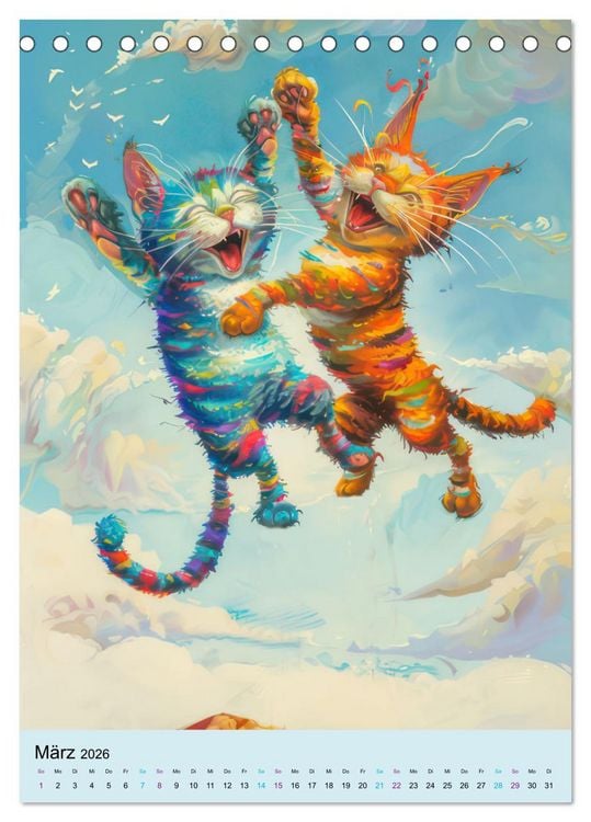 Produktbild: Katzen im expressionistischen Stil (Tischkalender 2026 DIN A5 hoch), CALVENDO Monatskalender