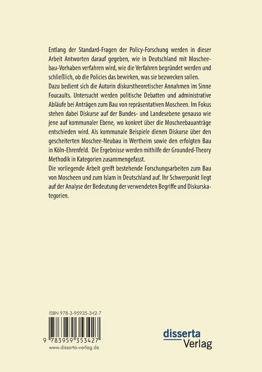 Produktbild: Policy-Diskurse um den Bau von Moscheen in Deutschland