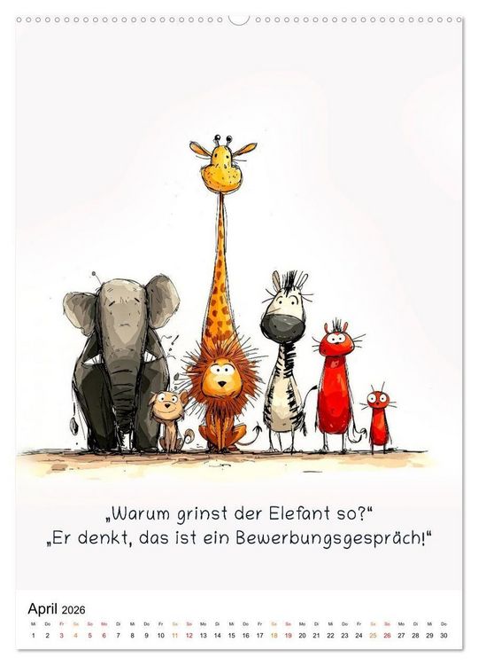 Produktbild: Tierische. Witzig. Wahr. (hochwertiger Premium Wandkalender 2026 DIN A2 hoch), Kunstdruck in Hochglanz