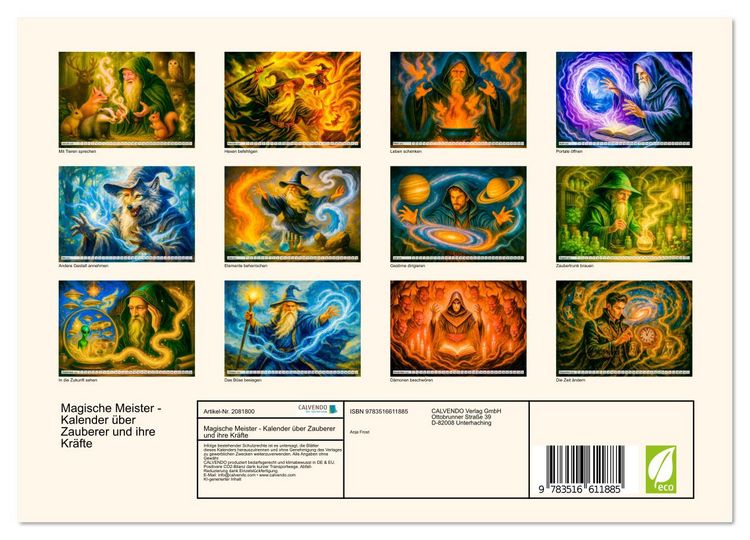 Produktbild: Magische Meister - Kalender &uuml;ber Zauberer und ihre Kr&auml;fte (Wandkalender 2026 DIN A4 quer), CALVENDO Monatskalender