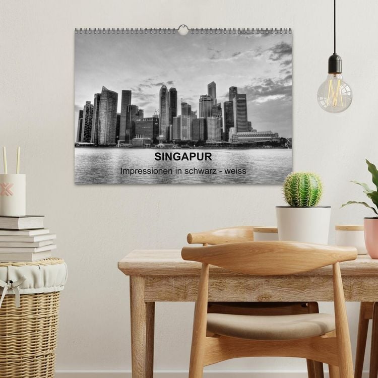 Produktbild: Singapur - Impressionen in schwarz - weiss (Wandkalender 2026 DIN A3 quer), CALVENDO Monatskalender