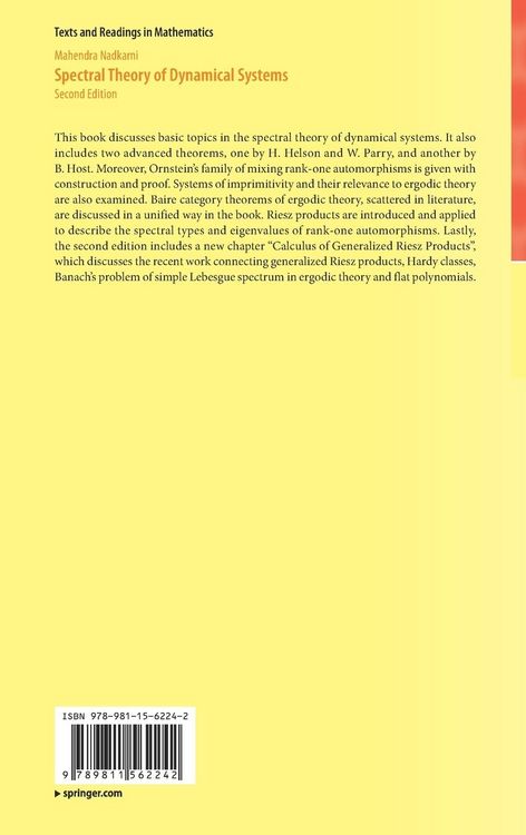 Produktbild: Spectral Theory of Dynamical Systems