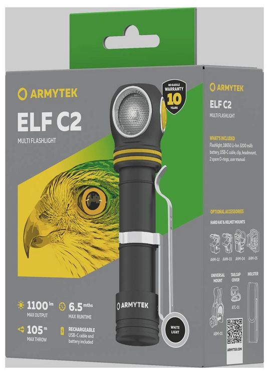 Produktbild: ArmyTek Elf C1 neutralwei&szlig; LED Taschenlampe akkubetrieben 1100lm 65g