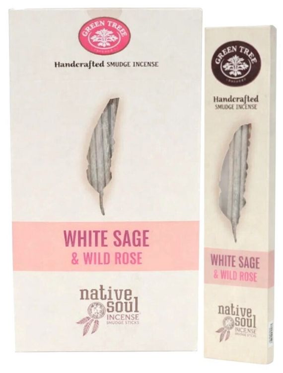 Produktbild: Green Tree Native Soul Smudge Incense "White Sage & Wild Rose" 15gr. (8 Sticks)