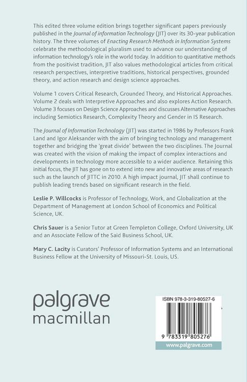 Produktbild: Enacting Research Methods in Information Systems: Volume 3