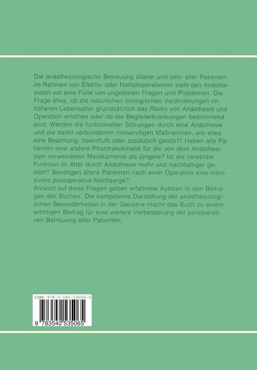 Produktbild: Der geriatrische Patient in der Anaesthesie