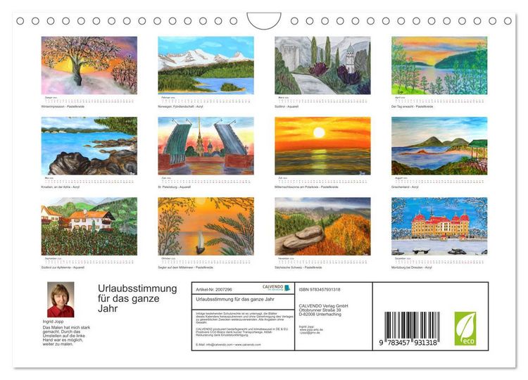 Produktbild: Urlaubsstimmung f&uuml;r das ganze Jahr (Wandkalender 2026 DIN A4 quer), CALVENDO Monatskalender