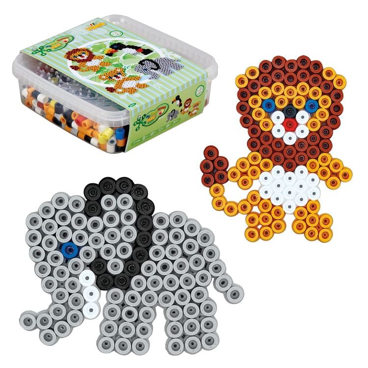 Bild vom Artikel Hama 8751 - My first Hama, Box mit ca. 600 Maxi-Bügelperlen, Stiftplatten und Zubehör, Löwe und Elefant vom Autor 