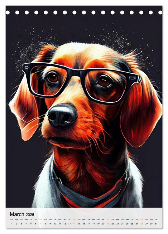 Produktbild: Hipster Dogs (Desk Calendar 2026 DIN A5 portrait), CALVENDO 12 Month DeskCalendar