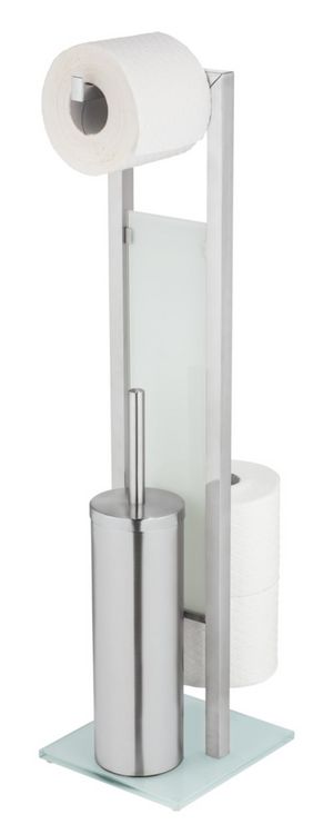 Produktbild: Geschlossene WC-Garnitur Mod. Rivalta Edelstahl, mit Toilettenpapier- und Ersatzrollenhalter