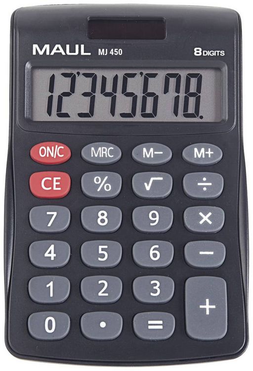 Produktbild: Maul MJ 450 Tischrechner Schwarz Display (Stellen): 8 batteriebetrieben, solarbetrieben (B x H) 113 mm x 72 mm