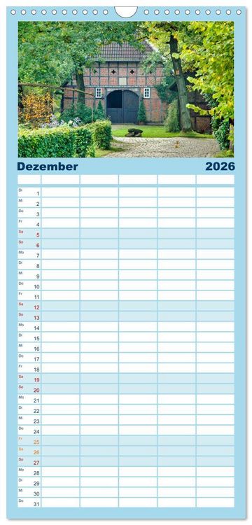 Produktbild: Familienplaner 2026 - Baukunst Fachwerk mit 5 Spalten (Wandkalender, 21 x 45 cm) CALVENDO