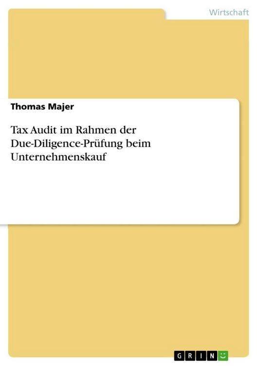 Produktbild: Tax Audit im Rahmen der Due-Diligence-Pr&uuml;fung beim Unternehmenskauf
