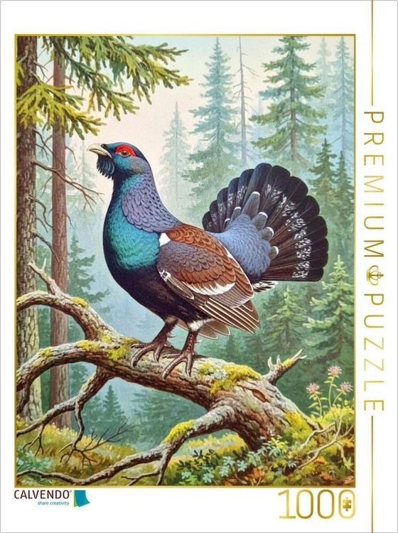 Produktbild: CALVENDO Puzzle Auerhahn - seltener Vogel als Gem&auml;lde | 1000 Teile Lege-Gr&ouml;&szlig;e 64x48cm Foto-Puzzle f&uuml;r gl&uuml;ckliche Stunden