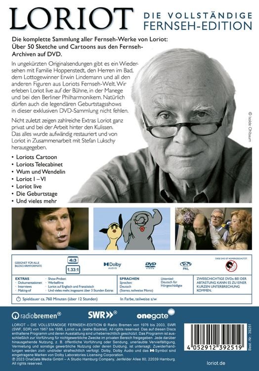 Produktbild: Loriot - Die vollst&auml;ndige Fernseh-Edition [6 DVDs] (mit Booklet)
