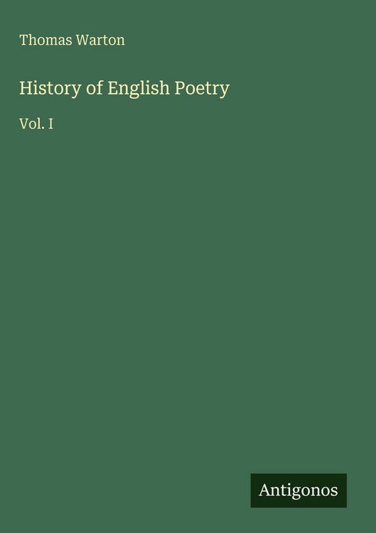 Produktbild: History of English Poetry