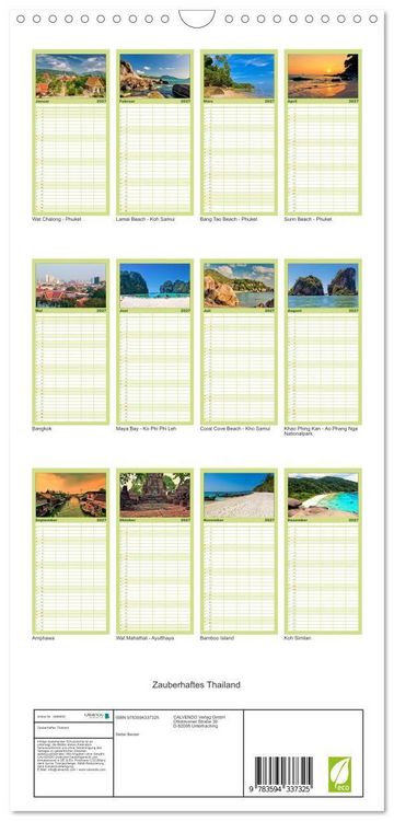 Produktbild: Familienplaner 2027 - Zauberhaftes Thailand mit 5 Spalten (Wandkalender, 21 x 45 cm) CALVENDO