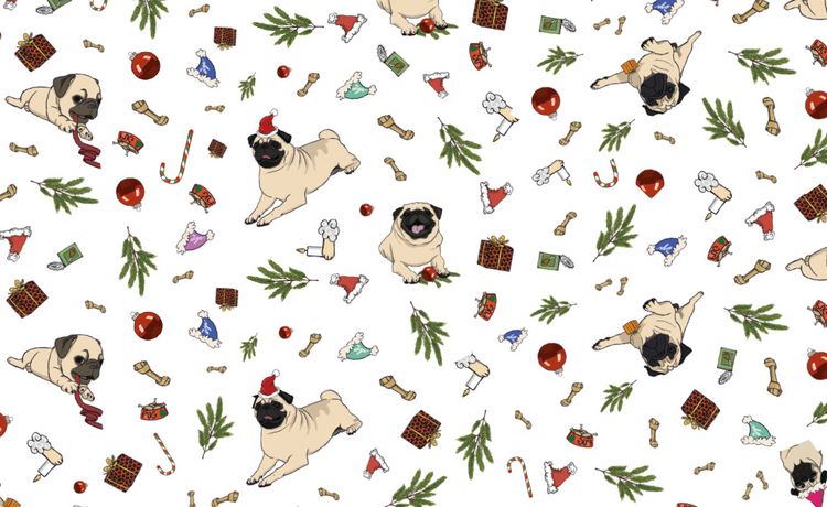 Produktbild: Geschenkpapier Set Mops Weihnachten