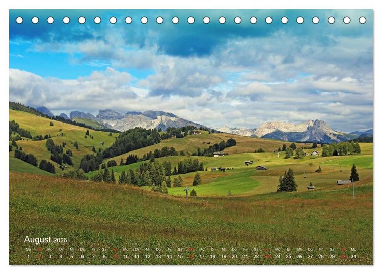 Produktbild: Urlaub auf der Seiser Alm (Tischkalender 2026 DIN A5 quer), CALVENDO Monatskalender